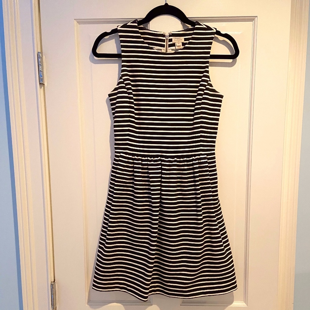 J. Crew Stripped Black and White Dress